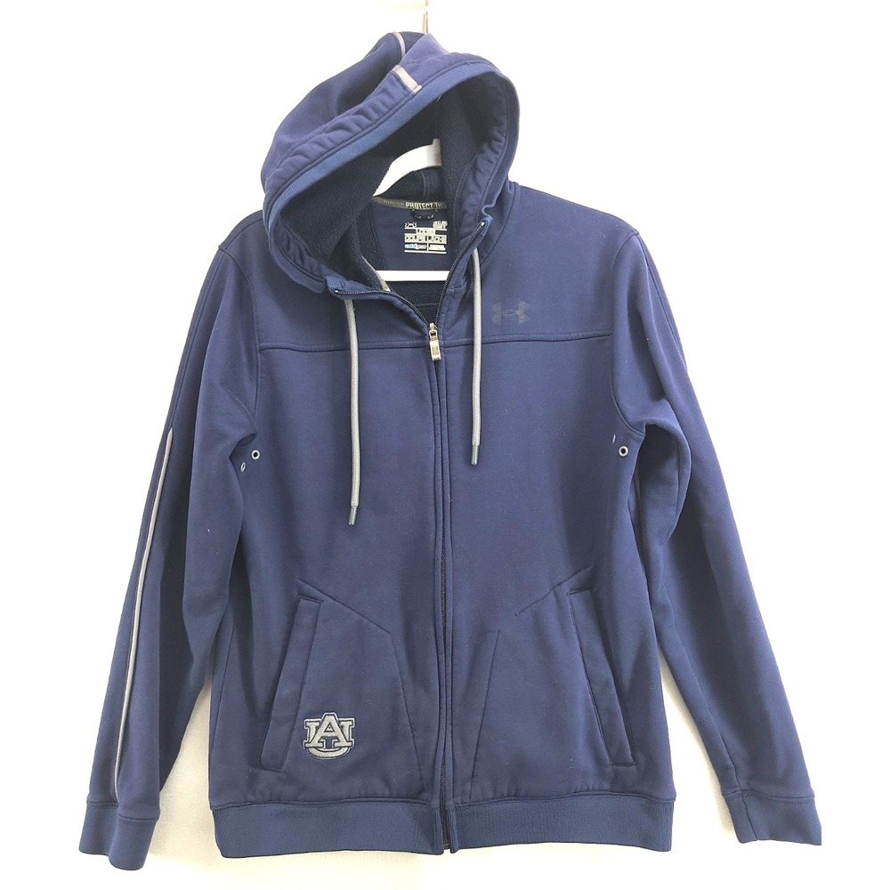 Under Armour Mens Hoodie Blue Auburn Tigers War Eagle Jacket Sz Sm Full Zip